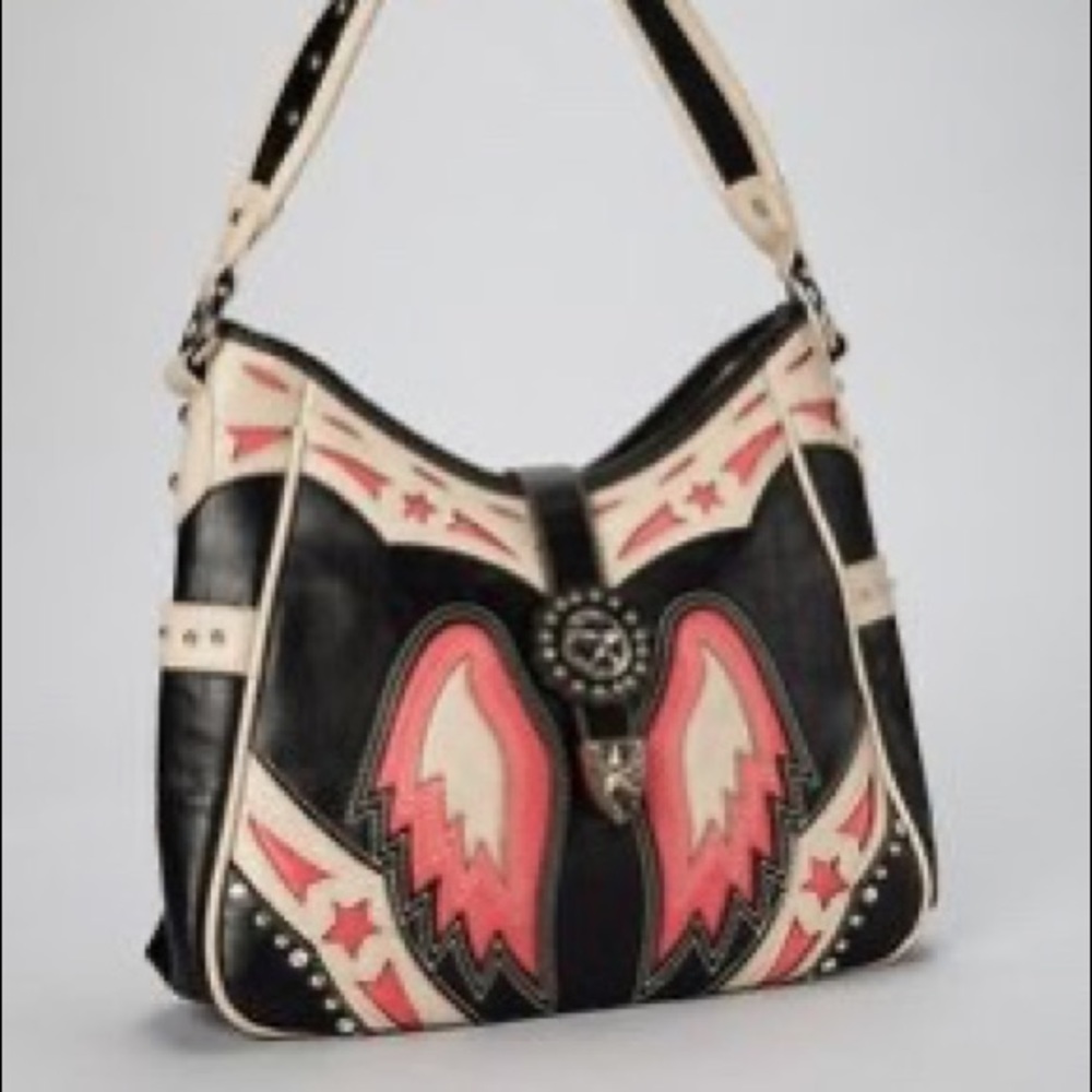 Montana West Black & Coral Wing Hobo